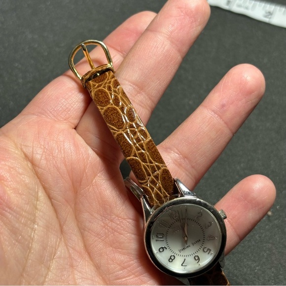 Ladies Ecclissi Sterling Siver 23183 MOP Dial Quartz Watch w/ Leather Strap - Picture 3 of 7